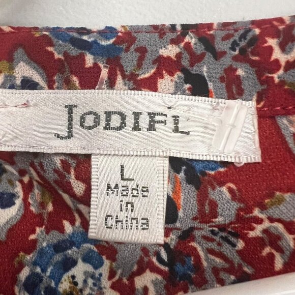 JODIFL Women's Floral Shift Dress Long Sleeve Red/Multi Size Large - Picture 8 of 9